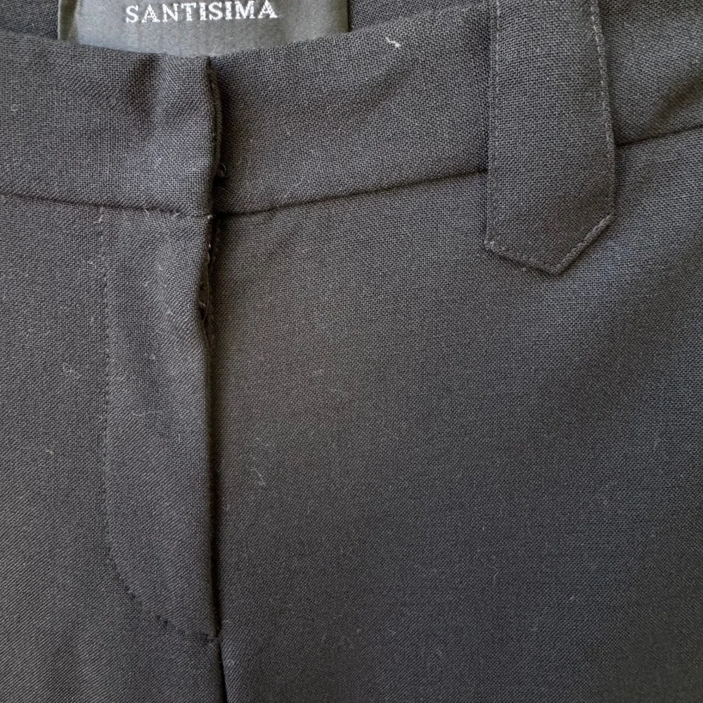Santisima Vintage Y2K 90s Minimalist Black Wool Blend Tailored Flare Leg Pants 4